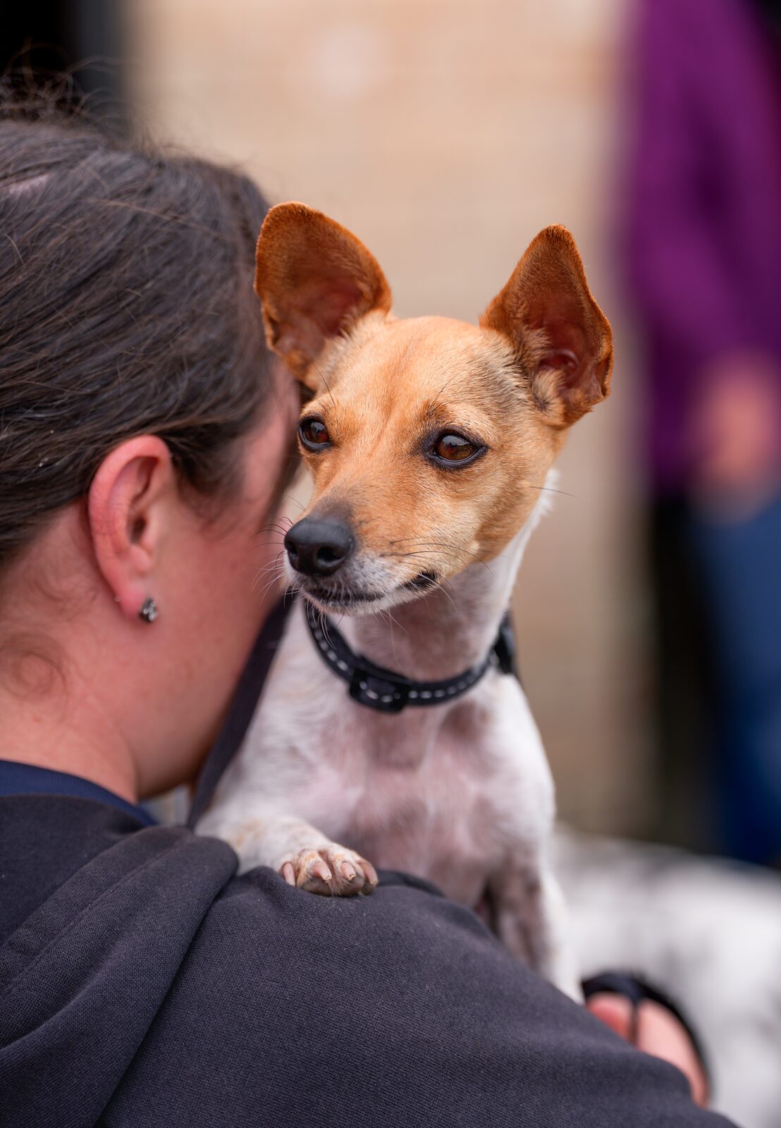 A club member sharing a quiet moment with her dog